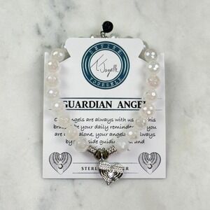 T Jazelle Guardian Angel Bracelet Sterling Silver Gemstone Heart Charm Box